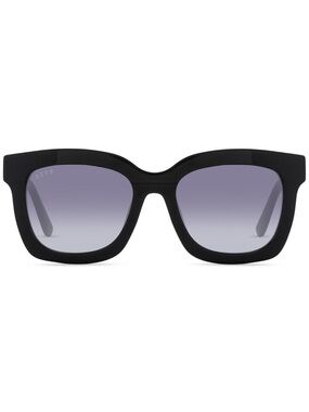 DIFF Carson Sunglasses Black Square Frame Grey Gradient Sharp Lens Oversized NIB